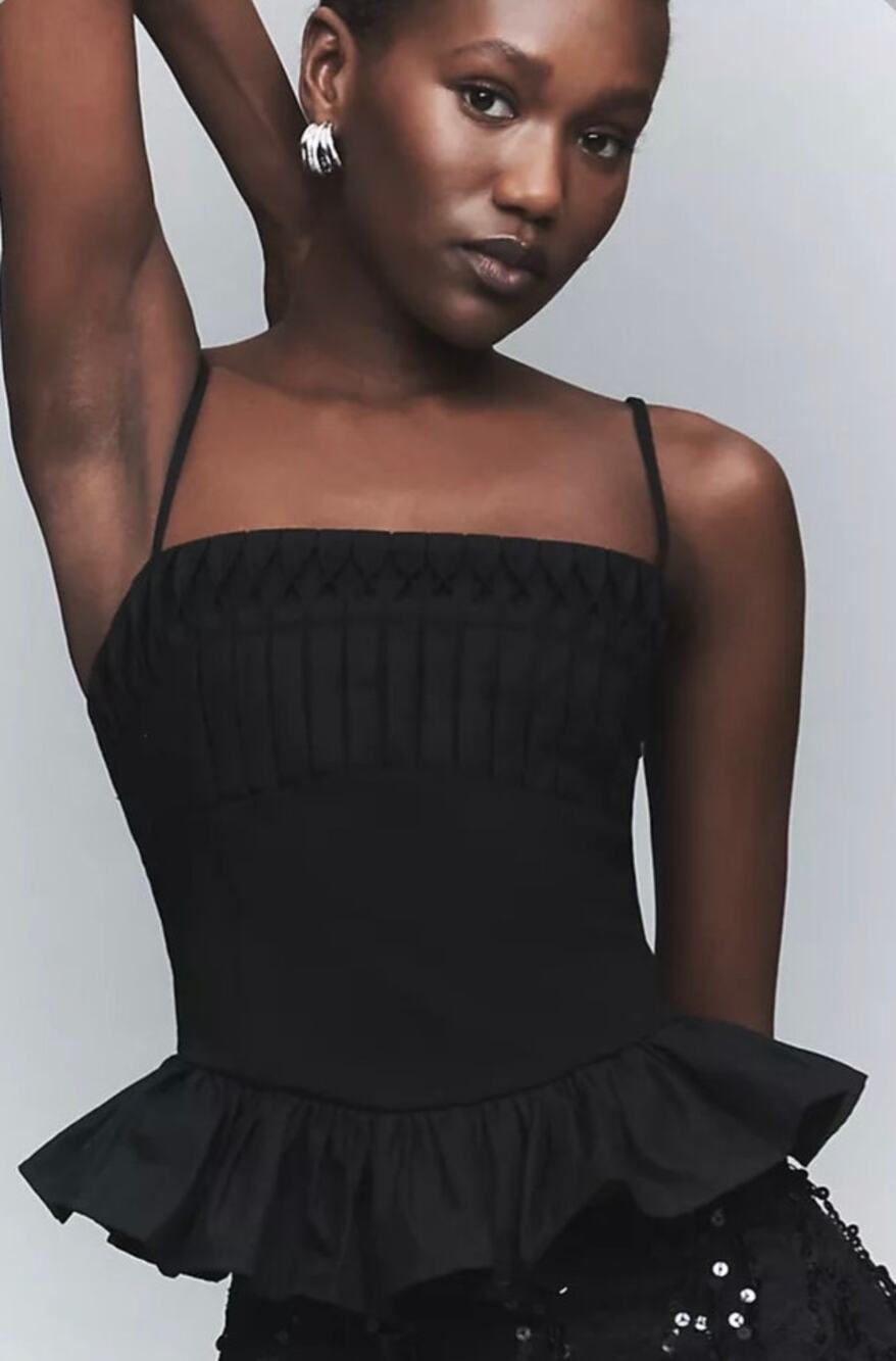 4SI3NNA Waisted Peplum Top Size XXS